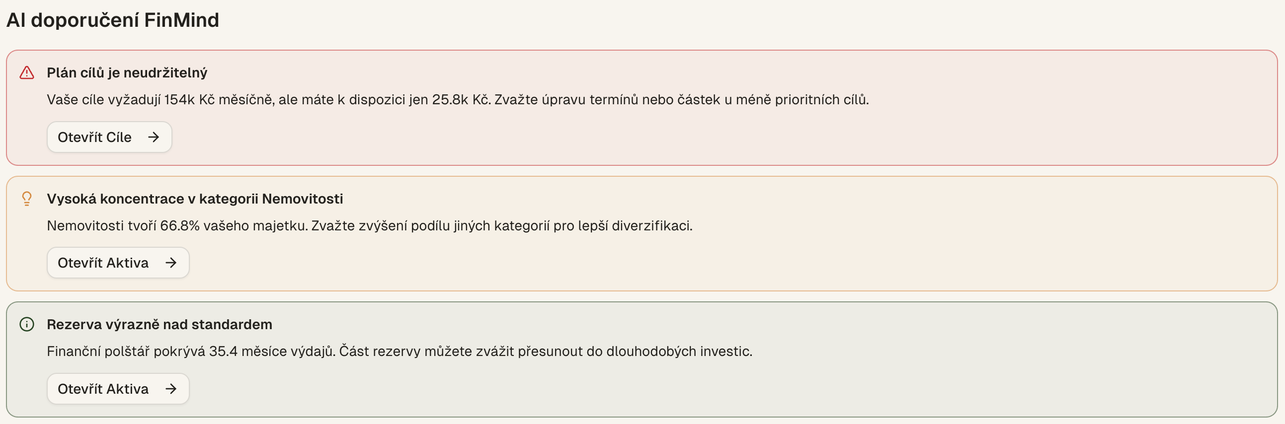 AI dashboardové doporučení ve FinMind Dashboard